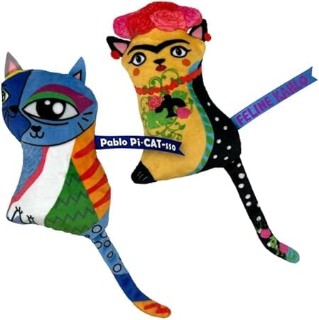 Kong Artz Kahlo and Picasso Ribbon and Tail Crackle and Plush Catnip Cat Toy - 2 Pack - Image 2