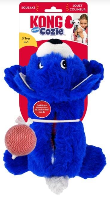 Kong Cozie Pocketz Bear Internal Pouch Squeak and Plush Dog Toy - Small