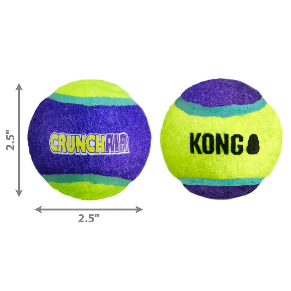Kong CrunchAir Crunchy-Sound Making Fetch Tennis Ball Dog Toy - Medium - 3 Pack - Image 3
