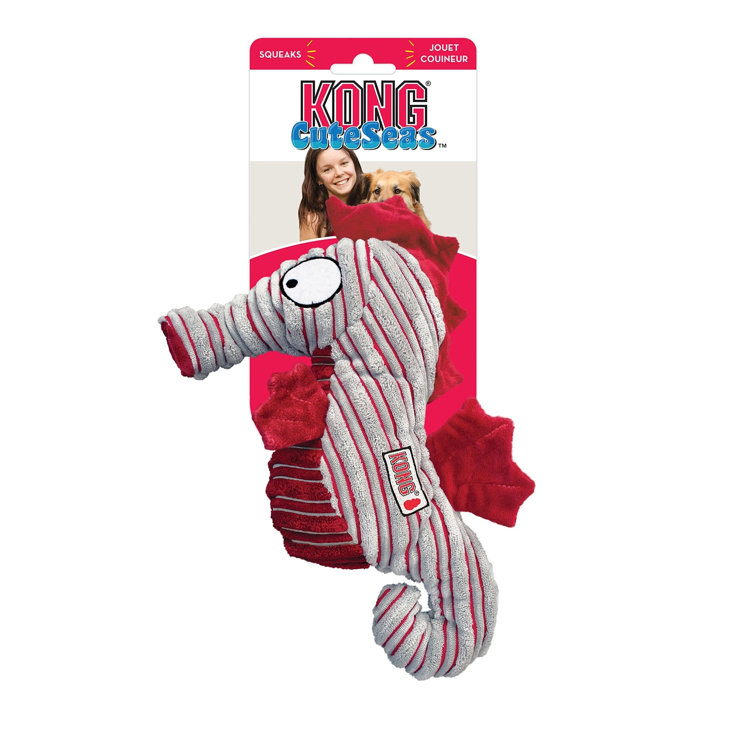 Kong Cuteseas Seahorse Squeak and Plush Dog Toy - Medium
