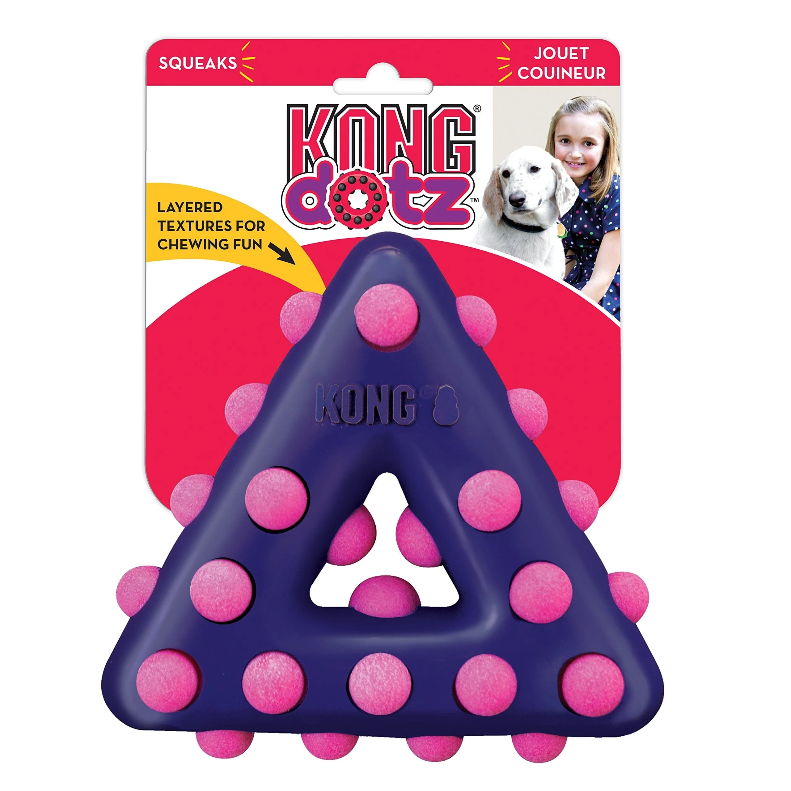Kong Dotz Textured Gum Massaging Triangle Dog Toy - Small