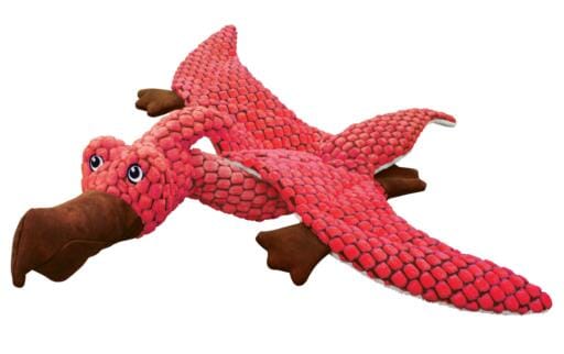 Kong Dynos Pterodactyl Reinforced Lining Squeak and Plush Dog Toy - Coral - Large - Image 2
