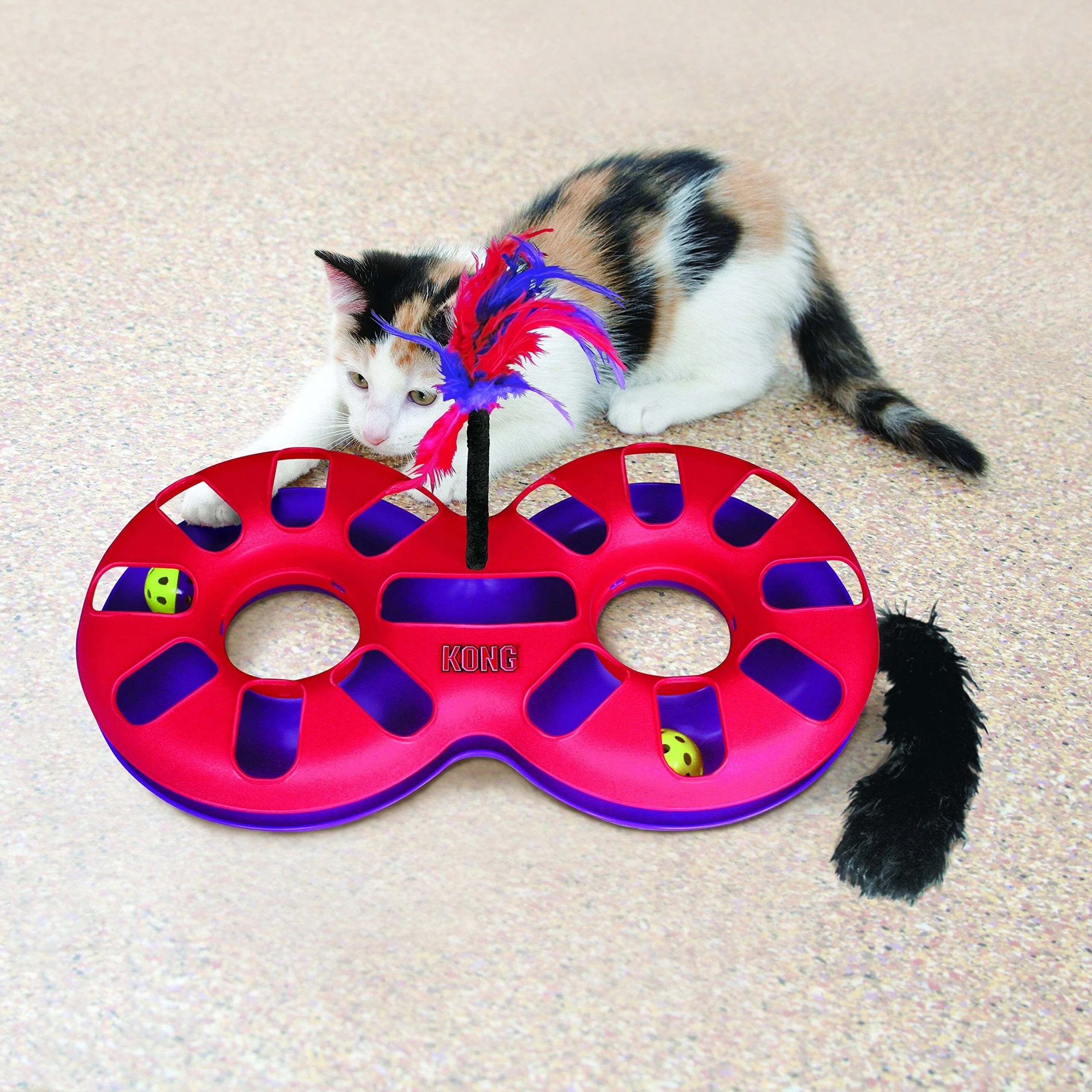 Kong Eight Track Interactive Puzzle Catnip Cat Toy with Teaser - Image 3