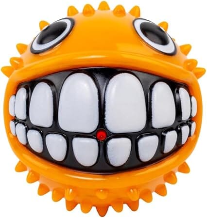 Kong Grinz Puffer Fish Bouncy Ball Squeak and Fetch Rubber Dog Toy - Image 2