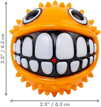 Kong Grinz Puffer Fish Bouncy Ball Squeak and Fetch Rubber Dog Toy - Image 5