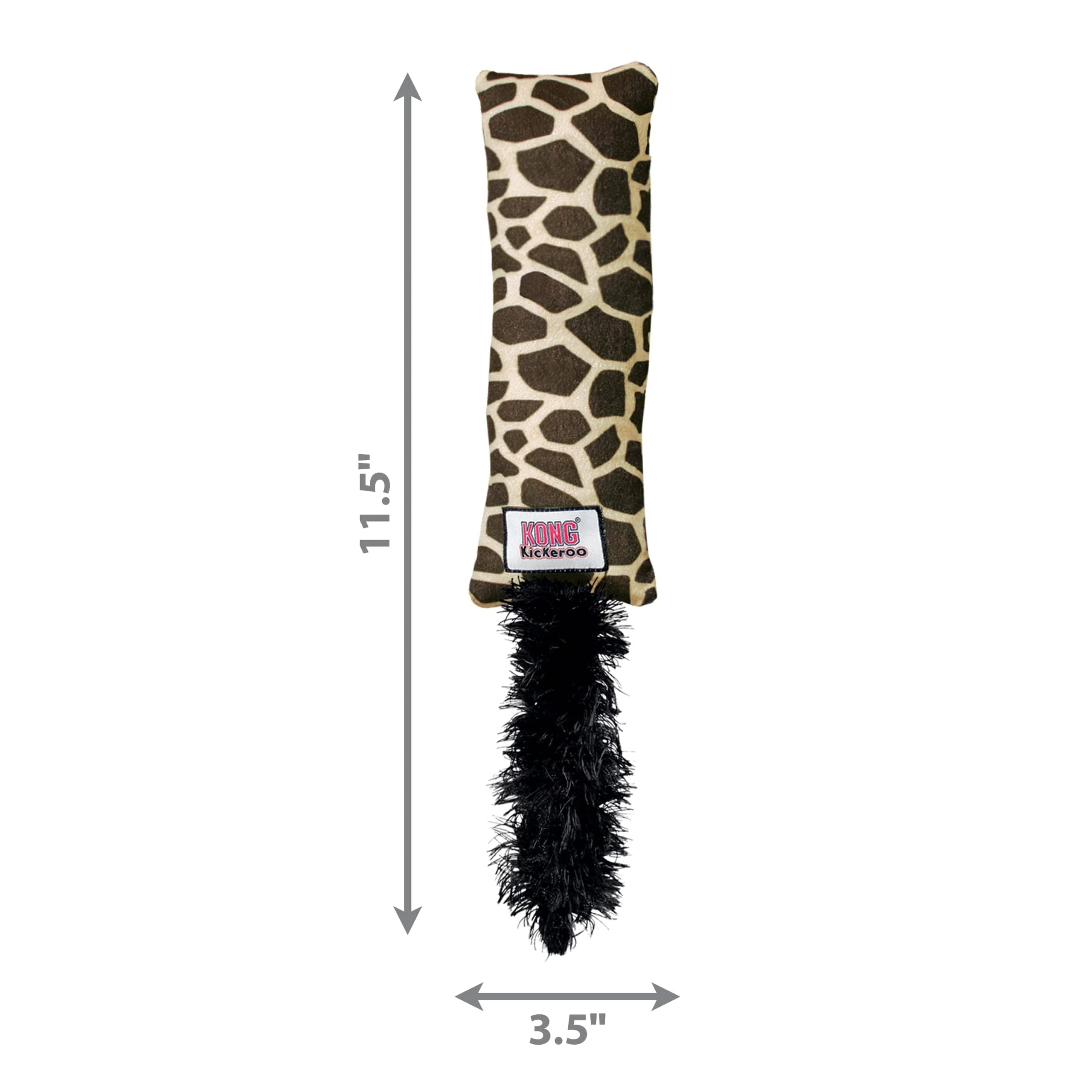Kong Kickeroo Giraffe Pattern Interactive Plush and Feather Catnip Cat Toy - Image 3