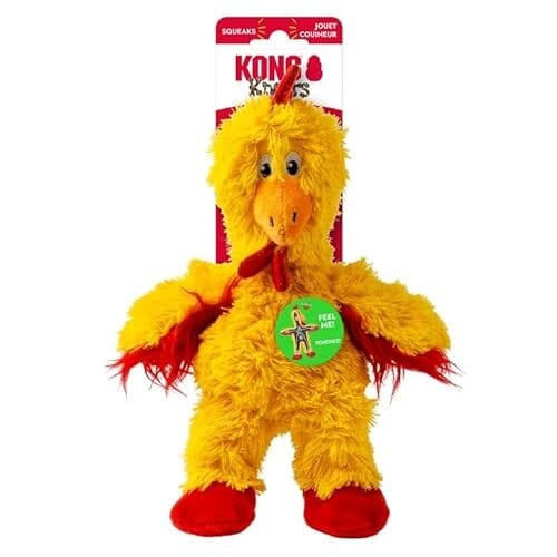 Kong Knots Chicken Internally Knotted Low-Stuffing Squeak and Plush Dog Toy - Yellow - Image 4