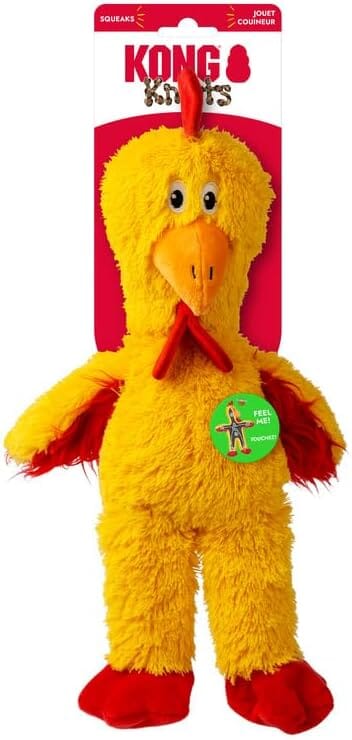Kong Knots Chicken Internally Knotted Low-Stuffing Squeak and Plush Dog Toy - Yellow - Image 7