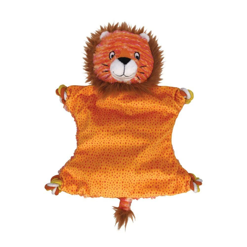 Kong Knots Flatz Lion Internally Knotted and Squeak Dog Toy - Yellow - Medium/Large - Image 2
