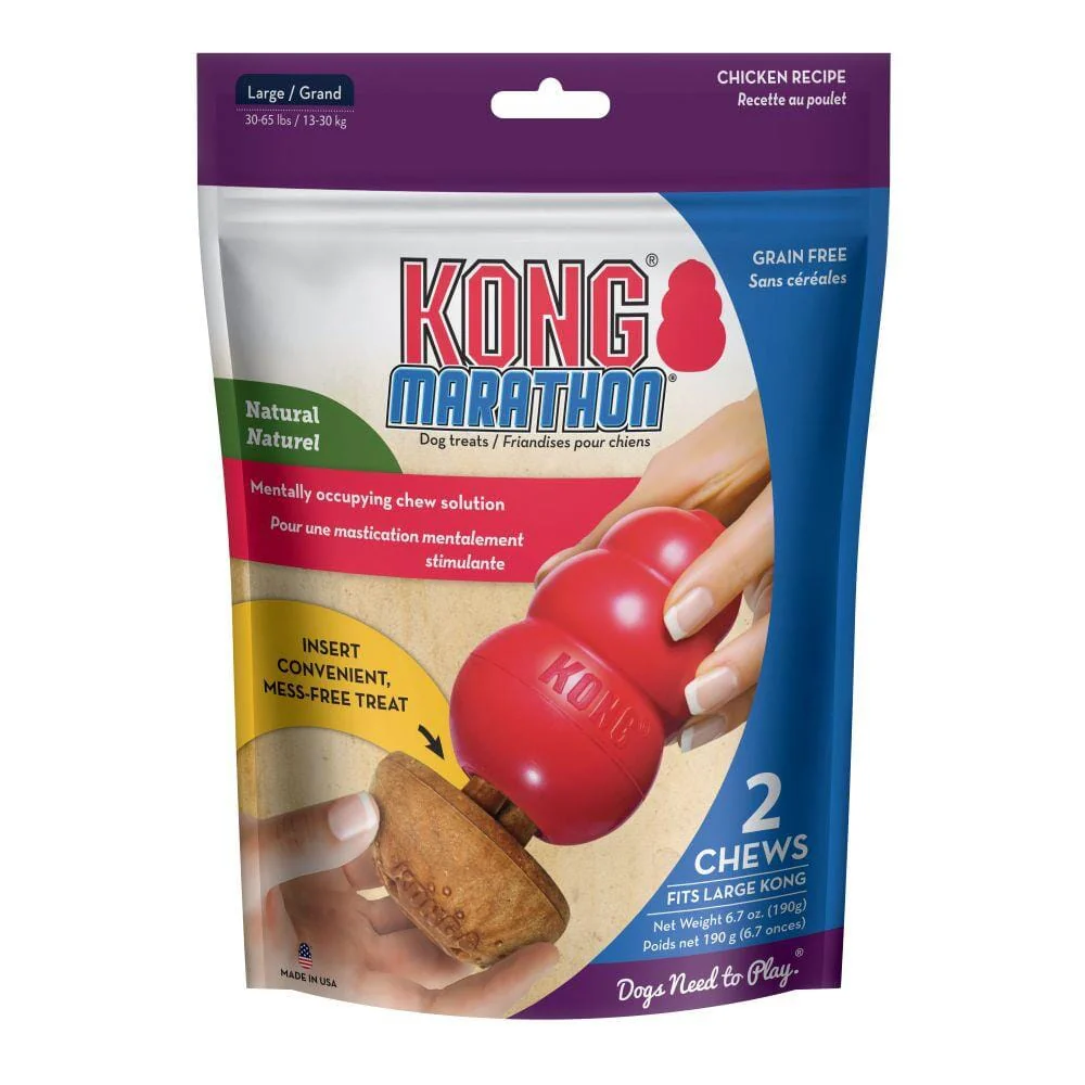 Kong Marathon Chew Dog Toy Stuffing Chewy Dog Treats - Chicken - Large - 2 Pack