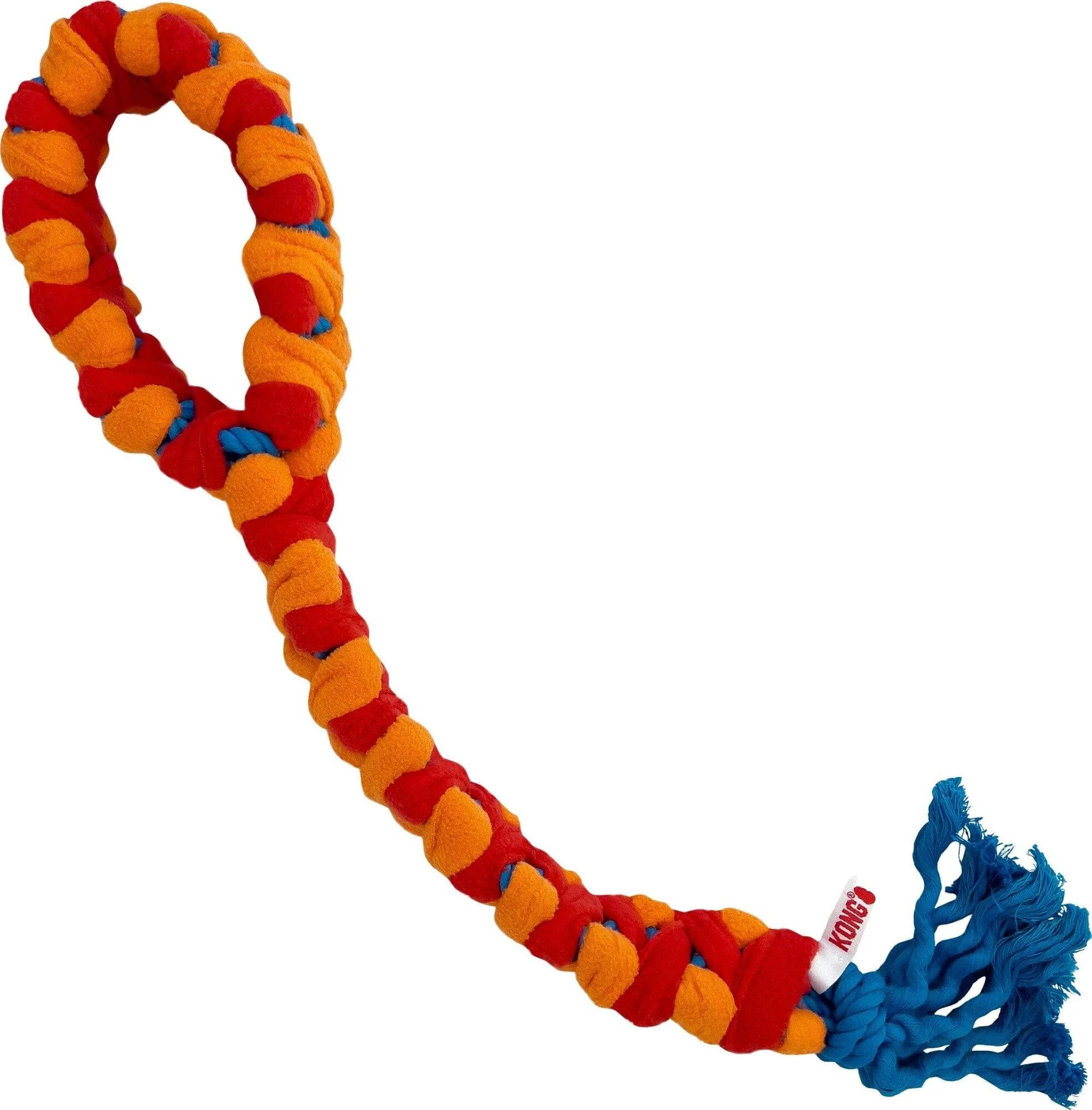 Kong Rope Rally Tug Looped Handle Woven Fleece Wrapped Durable Fetch and Tug Dog Toy - Medium/Large