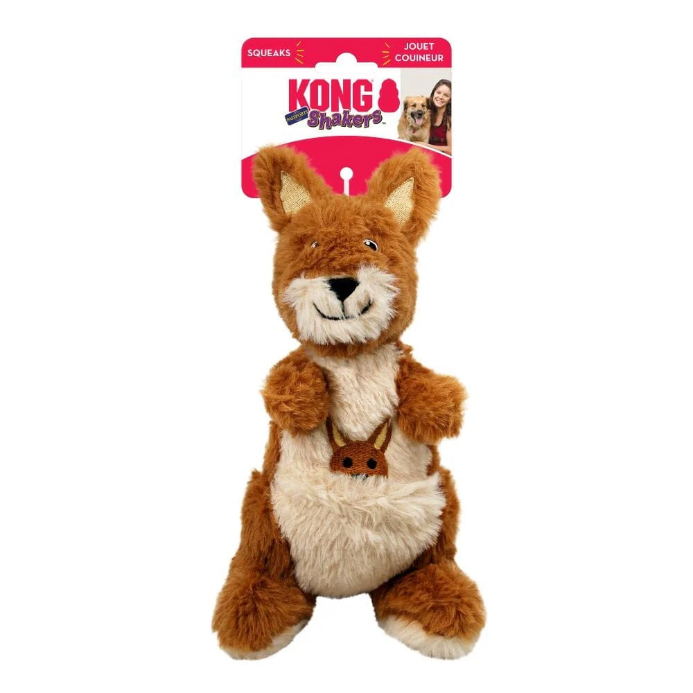 Kong Shakers Passports Kangaroo Squeak and Plush Dog Toy - Medium