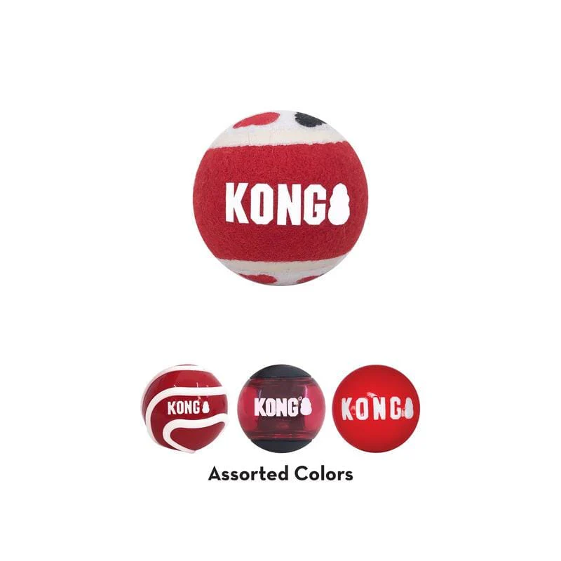 Kong Signature Balls Multi-Textured Fetch Dog Toys - Assorted - Small - 4 Pack