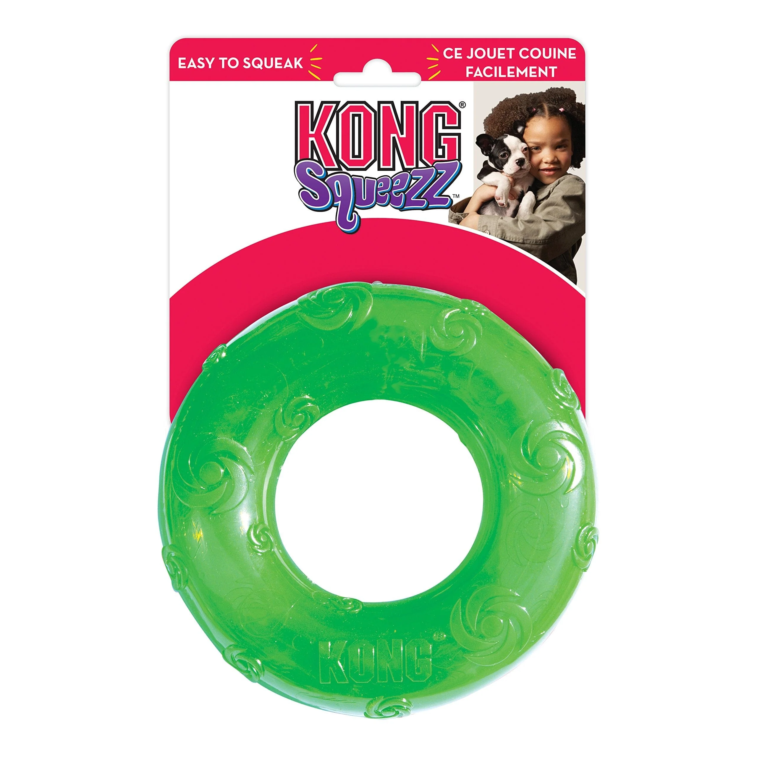 Kong Squeezz Ring Strong Squeaking Dog Toy - Assorted - Large