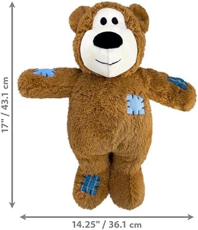 Kong Wild Knots Bear Internally-Knonned Low-Stuffing Squeak and Plush Dog Toy - Assorted - Jumbo - Image 3
