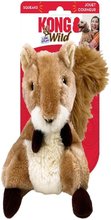 Kong Wild Squirrel Low-Stuffing Squeak and Soft Plush Dog Toy - Medium
