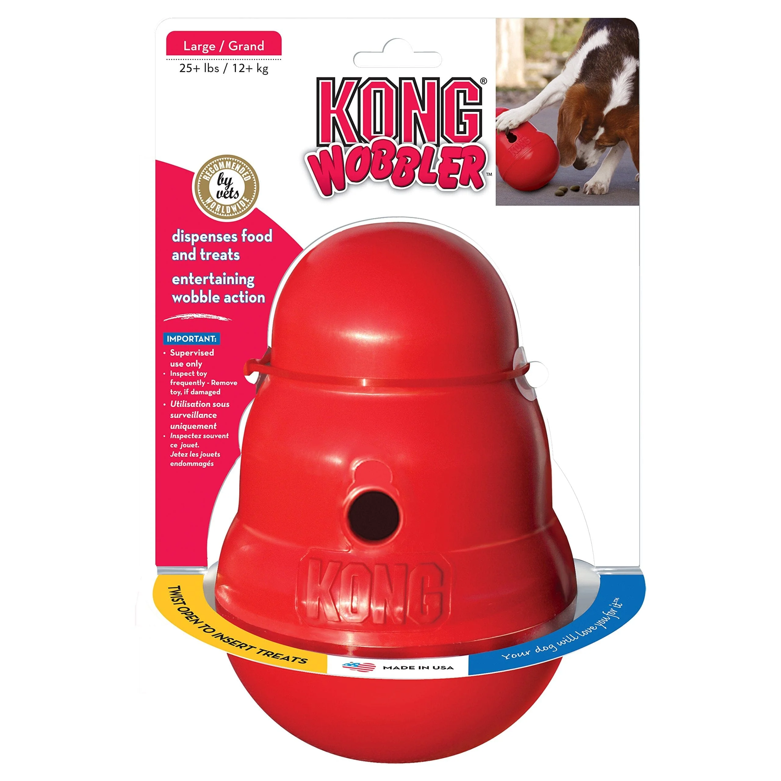 Kong Wobbler Interactive Treat Dispening Dog Toy - Red - Large