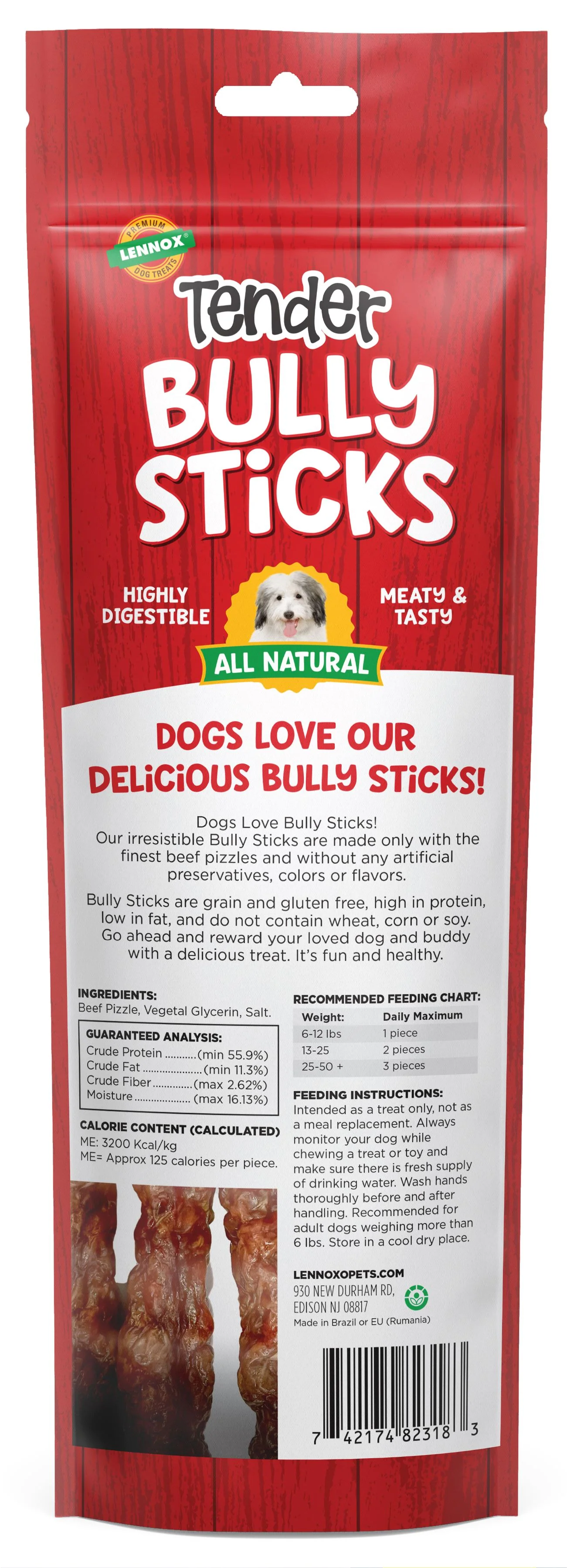 Lennox Tender Bully Sticks Dog Treat - 8 in - 4.16 Oz - Image 2