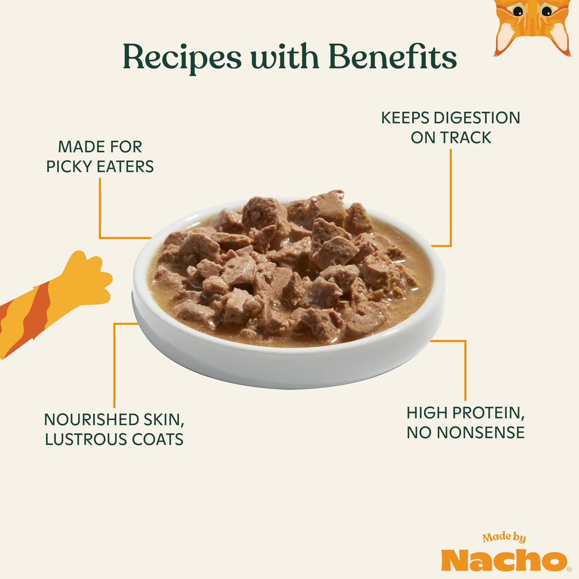 Made by Nacho Beef Cuts in Gravy Bone Broth Wet Cat Food Pouch - 3 Oz - Case of 24 - Image 3
