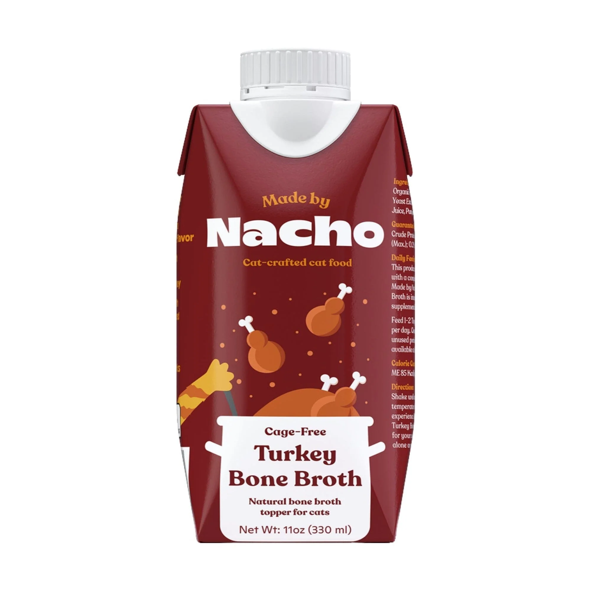 Made by Nacho Cage-Free Turkey Bone Broth Cat Food Topper - 11 Oz - Case of 12
