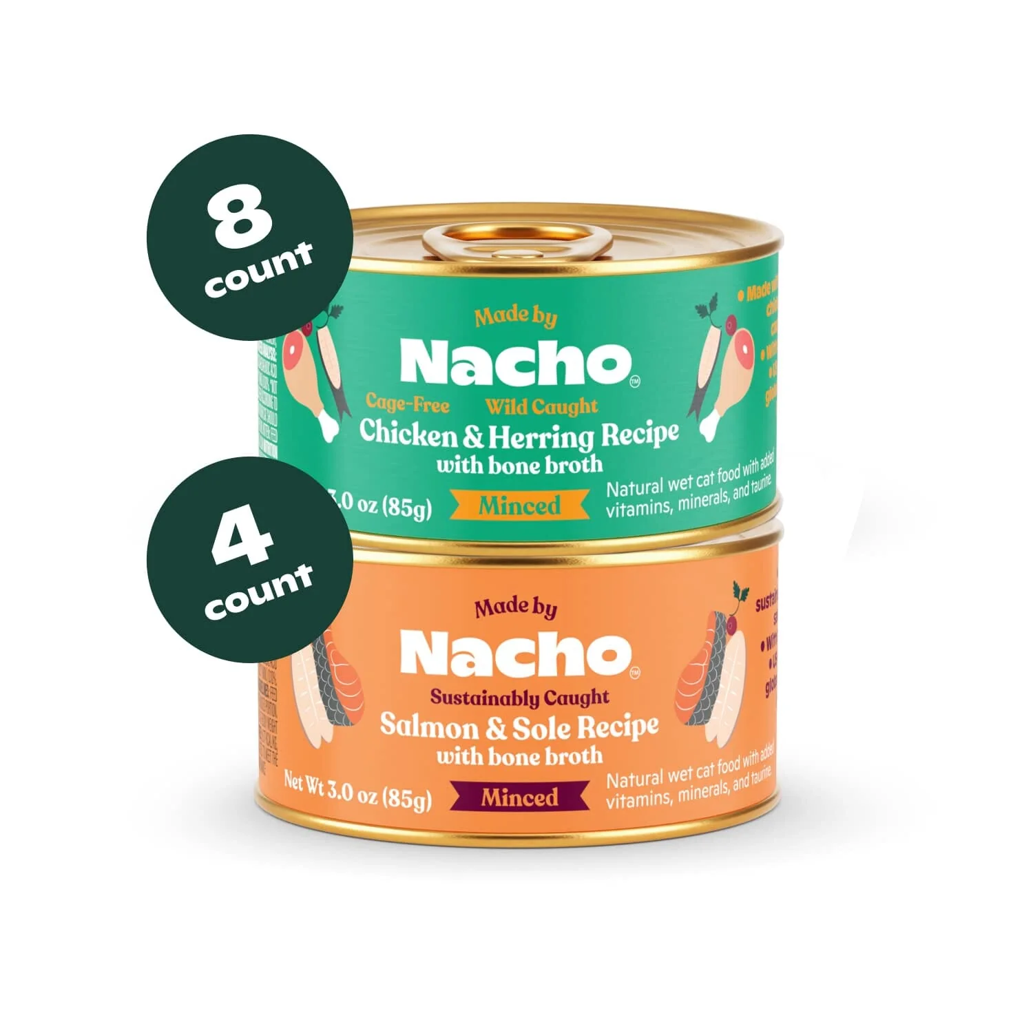 Made by Nacho Minced Chicken Salmon Turkey Herring Canned Cat Food - Variety Pack - 3 Oz - 12 Count - Image 2