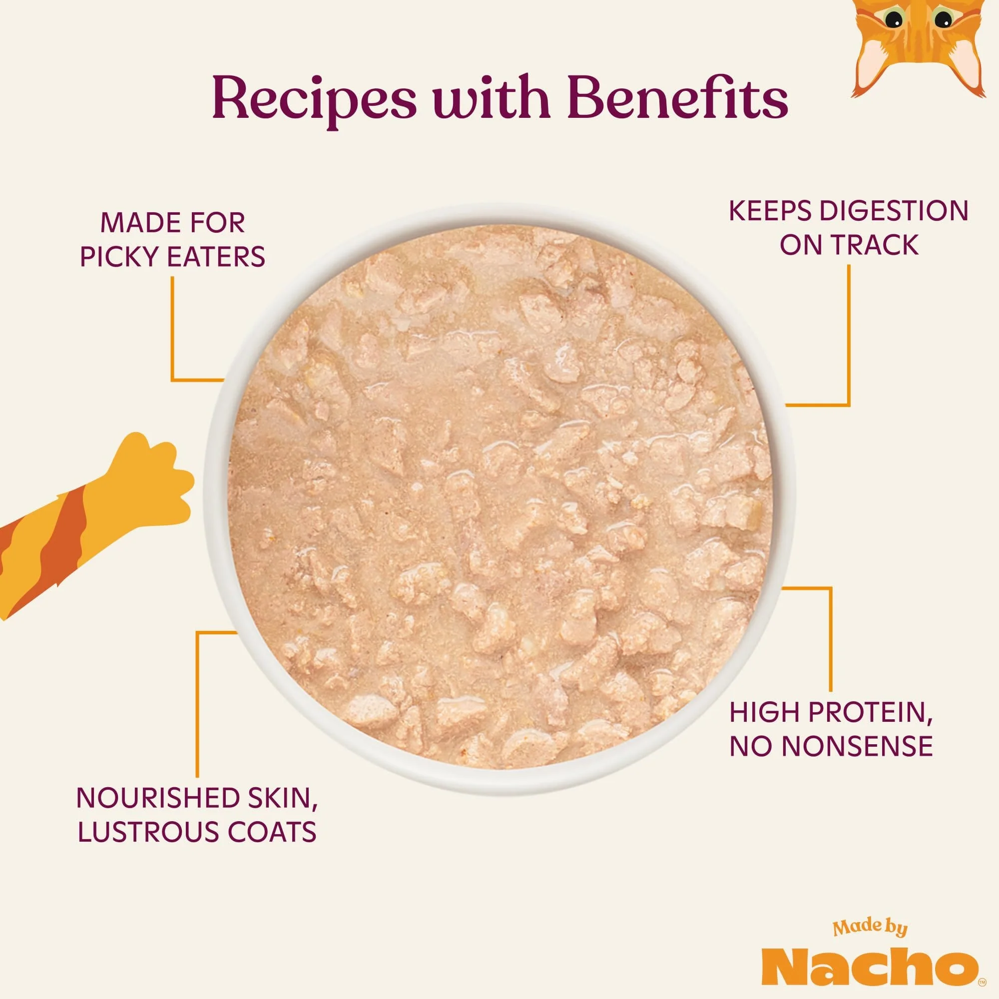 Made by Nacho Salmon in Bone Broth with Prebiotics Wet Cat Food Trays - 2.5 Oz - Case of 10 - Image 3