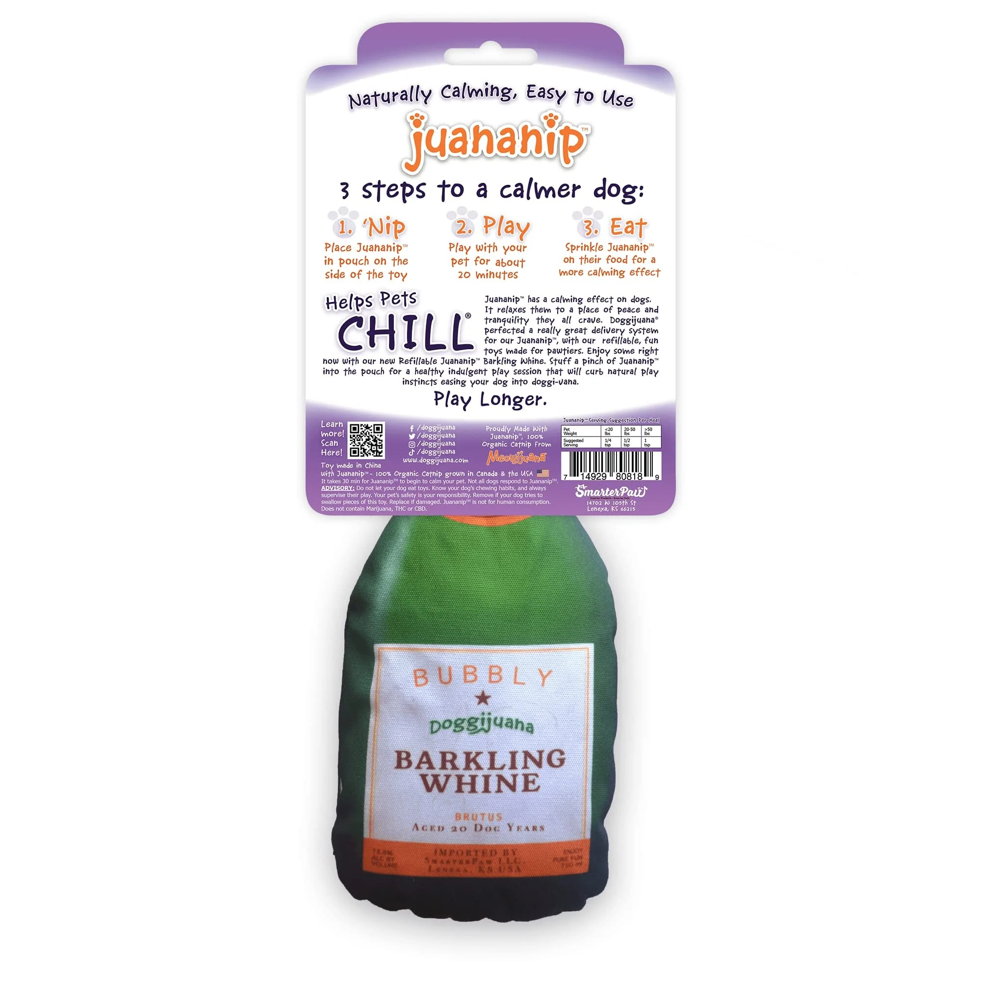 Meowijuana Doggijuana Get the Pawty Started Champagne Bottle Juananip Dog Toy - Image 2