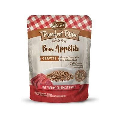 Merrick Grain-Free Purrfect Bistro Bon Appetits Gravies Beef Chunks in Gravy Adult Wet Cat Food Pouch - 3 Oz - Case of 24