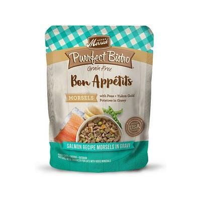Merrick Grain-Free Purrfect Bistro Bon Appetits Salmon and Veggie Morsals in Gravy Wet Cat Food Topper Pouch - 3 Oz - Case of 24