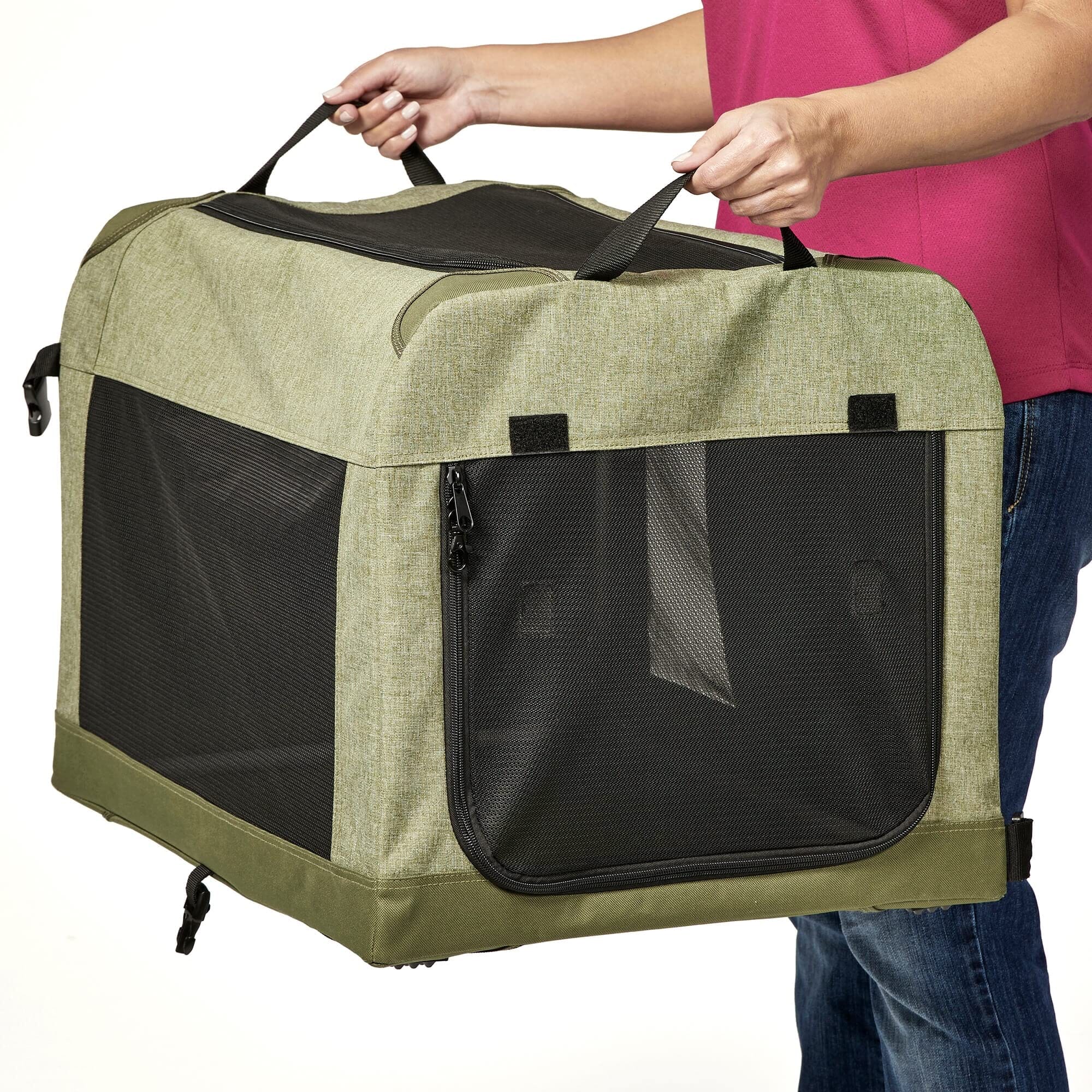 Midwest Canine Camper Pop-Up Tent Soft Folding Dog Crate - Green - 42" X 26" X 32" In - Image 5