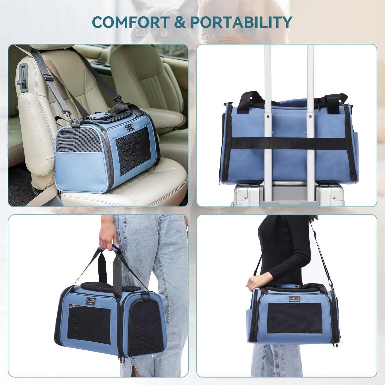 Midwest Duffy Expandable Travel Pet Carrier - Blue - Small - 16.3" X 10.1" X 9.3" Inches - Image 4