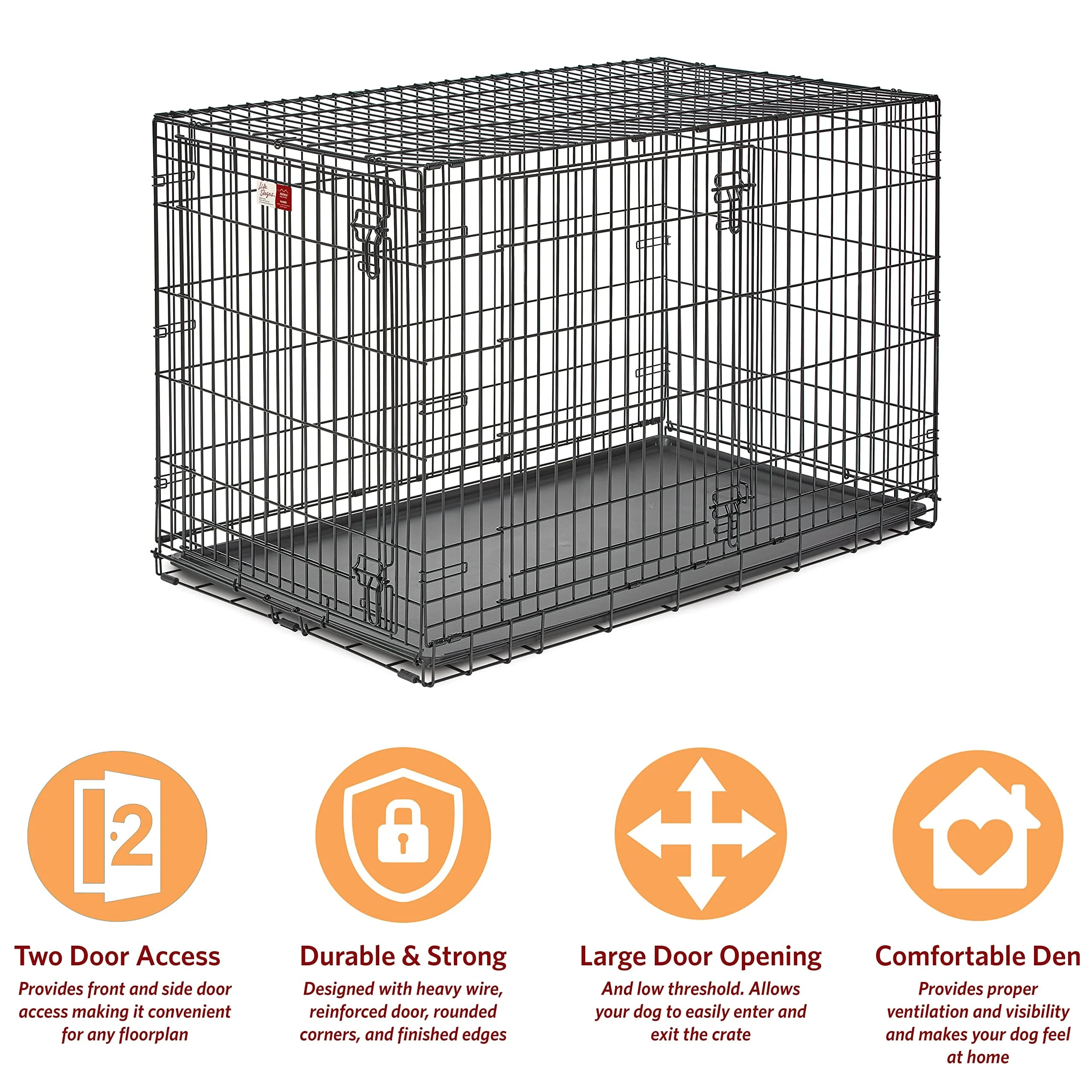 Midwest I-Crate Double Door Metal Folding Dog Crate with Divider Panel - 48" X 30" X 33" Inches - Image 3
