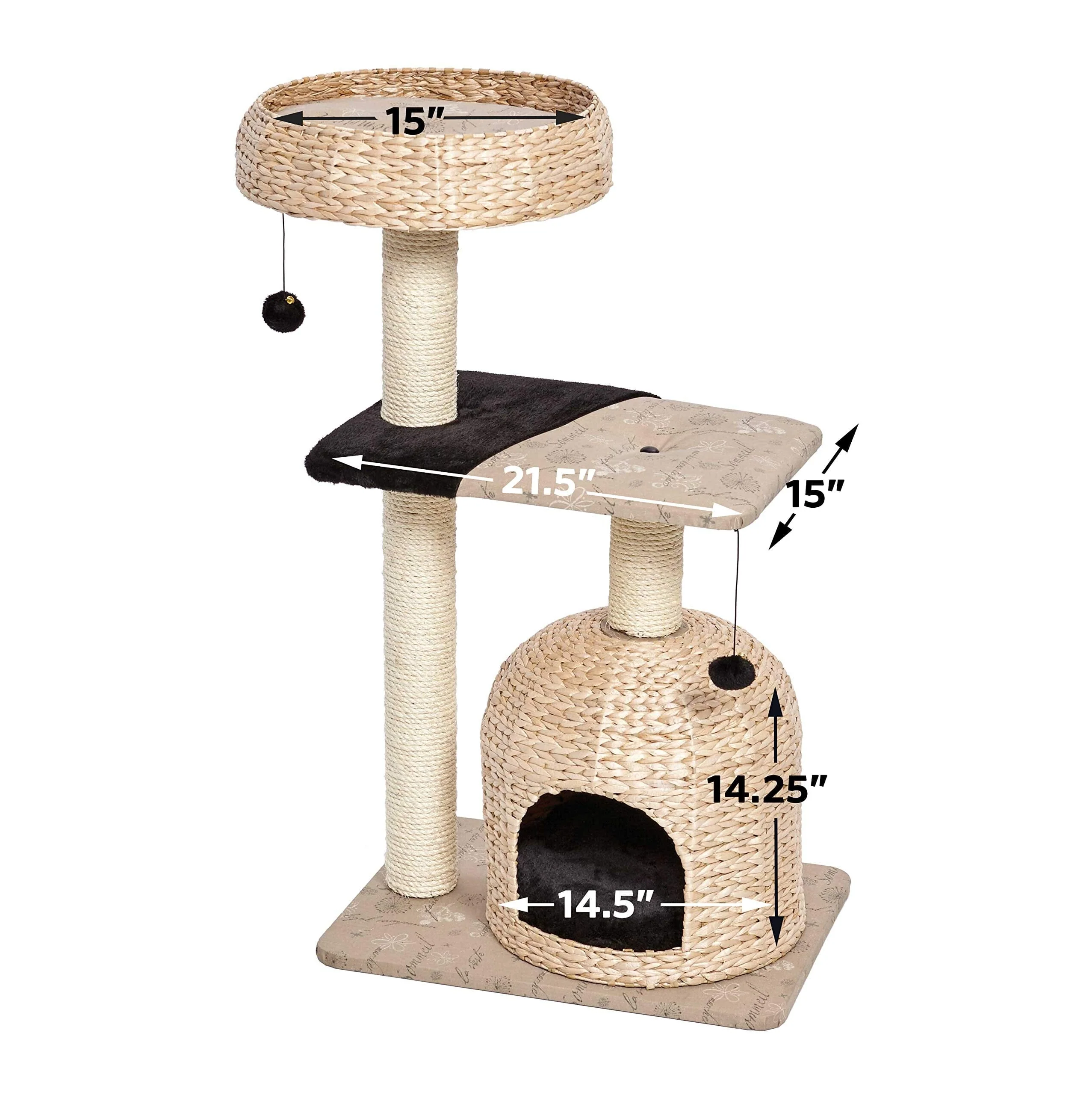 Midwest Nuvo Nest Fine N' Fun Wicker 3-Tier Cat Tree Furniture - Beige - Image 5