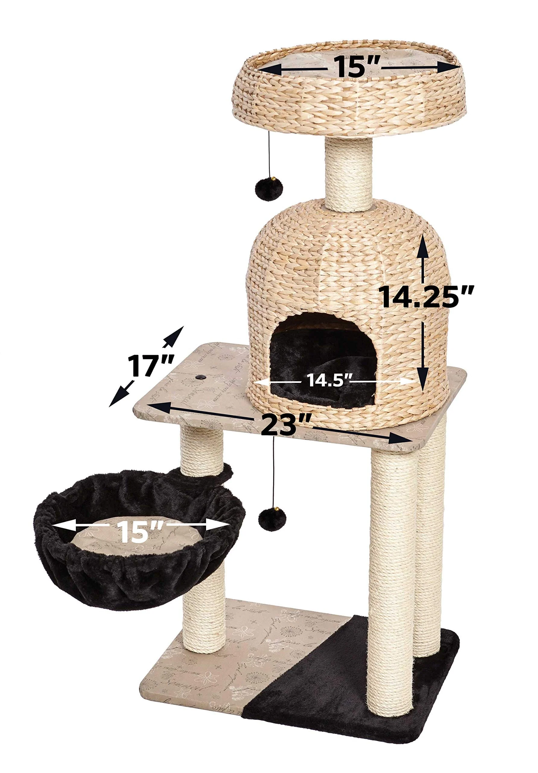 Midwest Nuvo Reid Fine N' Fun Wicker 4-Tier Cat Tree Furniture - Beige - Image 5