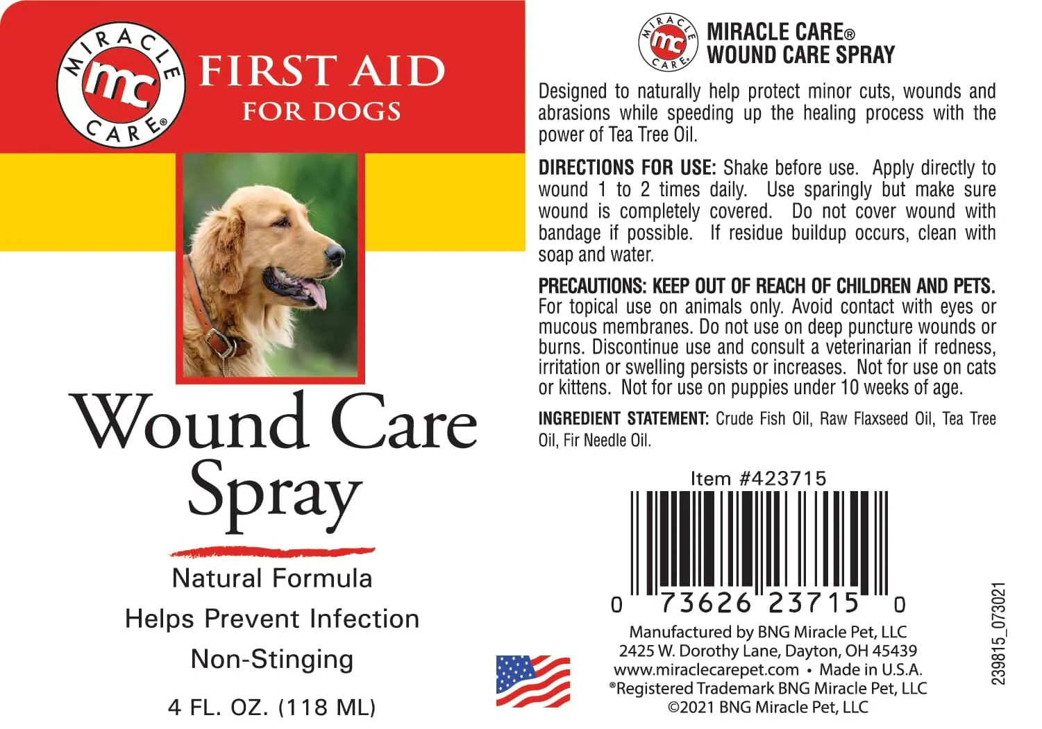 Miracle Care First-Aid Pet Wound Spray for Pets - 4 Oz - Image 3