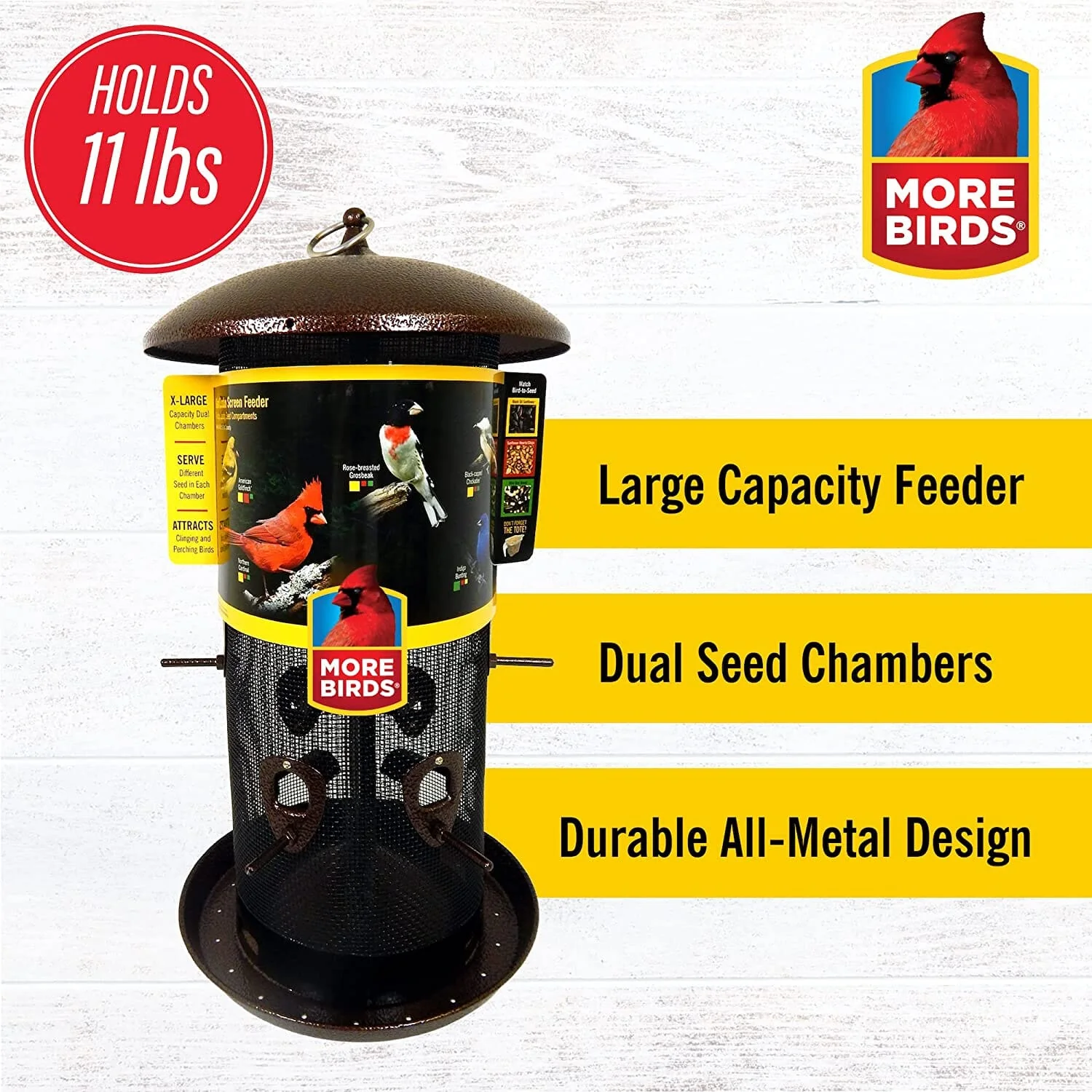 More Birds Combo Sunflower or Thistle Wild Bird Feeder - Copper - 11 Lb Cap - Image 4