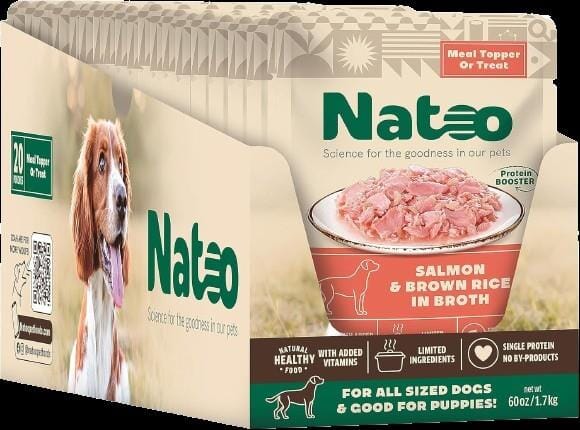 Natoo Limited Ingredient Diet Salmon and Brown Rice Dog Food Toppers - 3 Oz - Case of 20