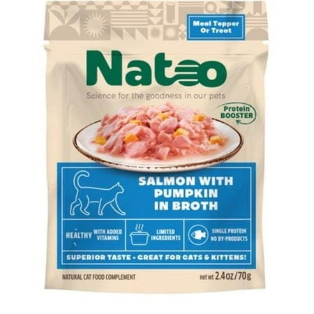 Natoo Salmon with Pumpkin in Broth Cat Food Topper Pouch - 2.4 Oz - 20 Pack