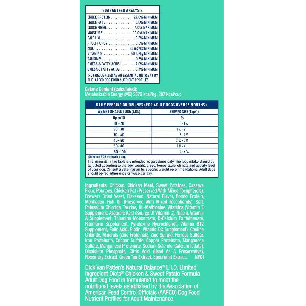 Natural Balance L.I.D. Limited Ingredient Diets Adult Grain Free Sweet Potato & Chicken Dry Dog Food - Image 9