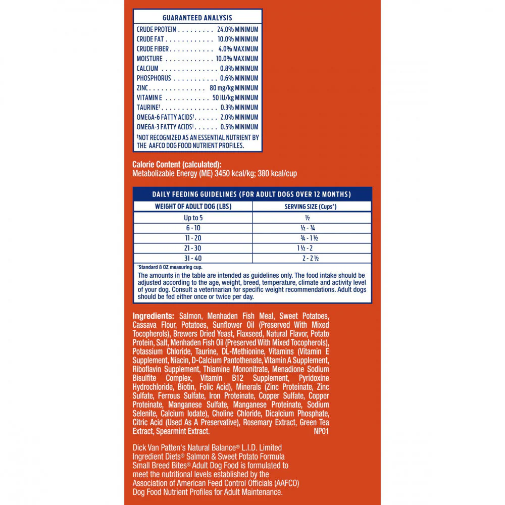 Natural Balance L.I.D. Limited Ingredient Diets Adult Maintenance Sweet Potato and Fish Small Breed Bites Dry Dog Food - Image 6
