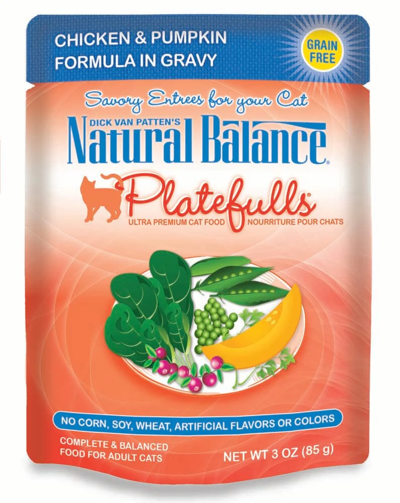 Natural Balance Pet Foods Platefulls Wet Cat Food Chicken & Pumpkin in Gravy - 3 Oz - Case of 24
