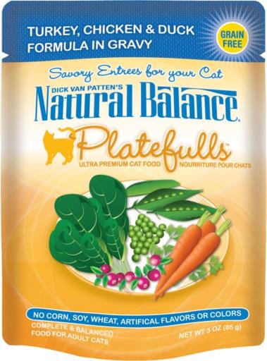 Natural Balance Platefulls Regular Grain Free Turkey Chicken and Duck in Gravy Pouch Wet Cat Food