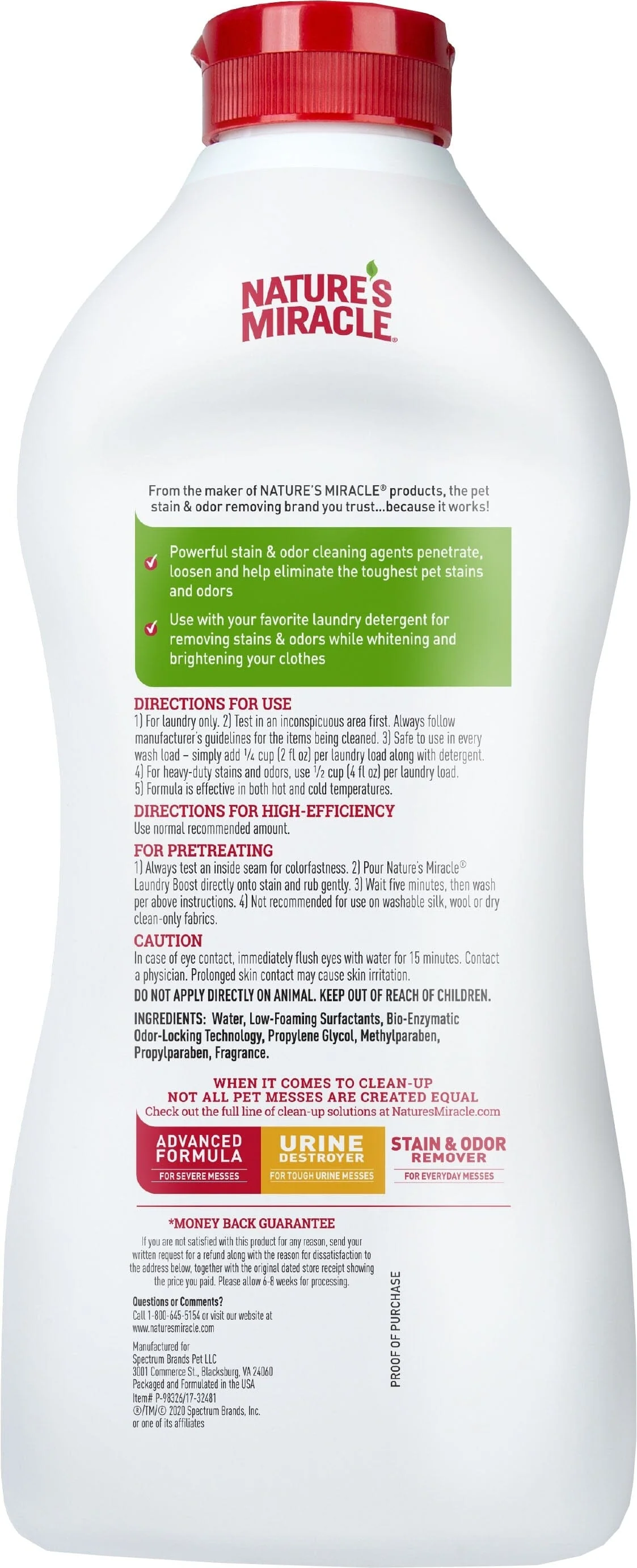 Nature's Mircale Laundry Boost Pet Stain Remover - 32 Oz - Image 2