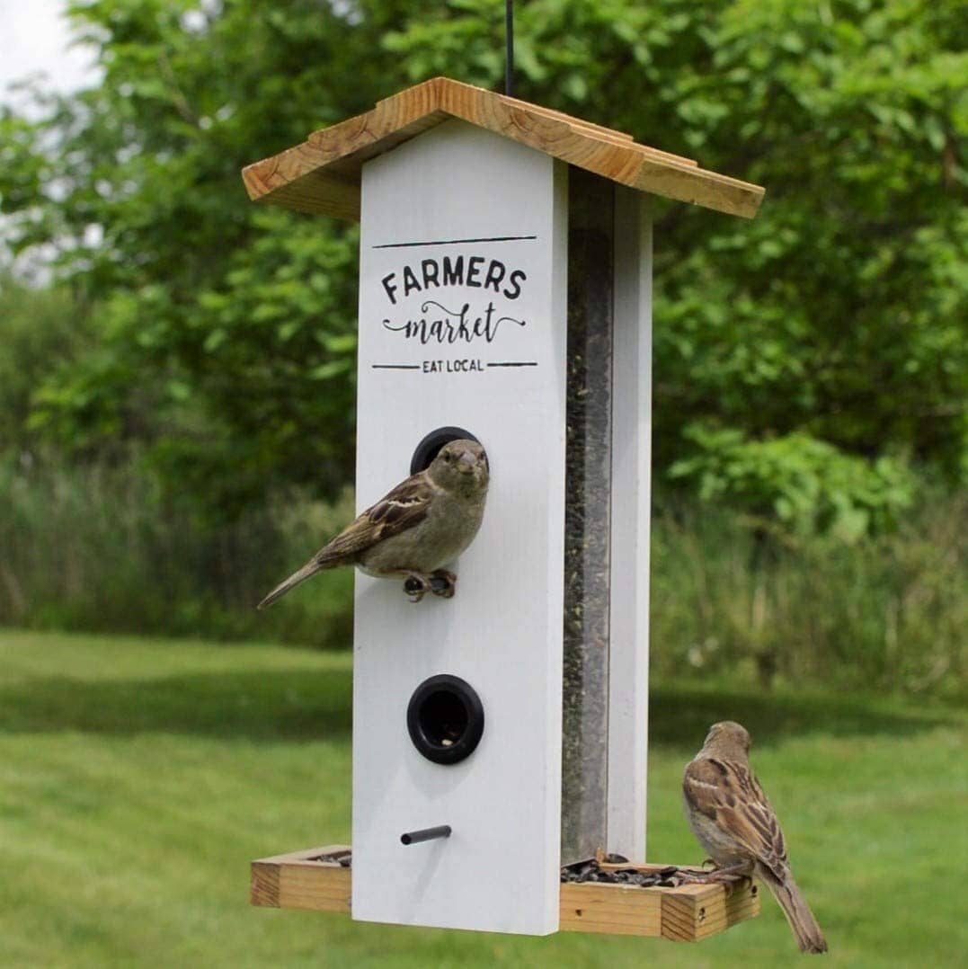 Nature's Way Farmhouse Vertical Wooden Hopper Wild Bird Feeder - White - 1.5 Qt Cap - Image 6