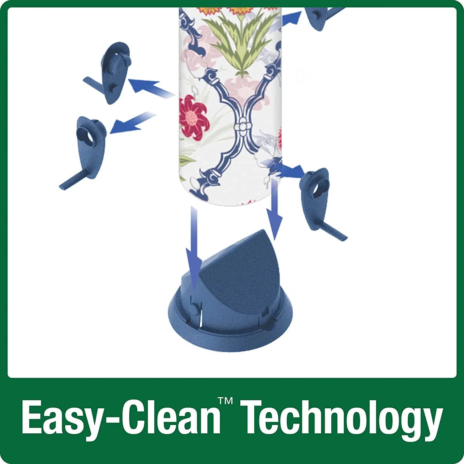 Nature's Way Garden Floral Easy Clean Wild Bird Feeder - Blue - 2.8 Qt Cap - Image 3