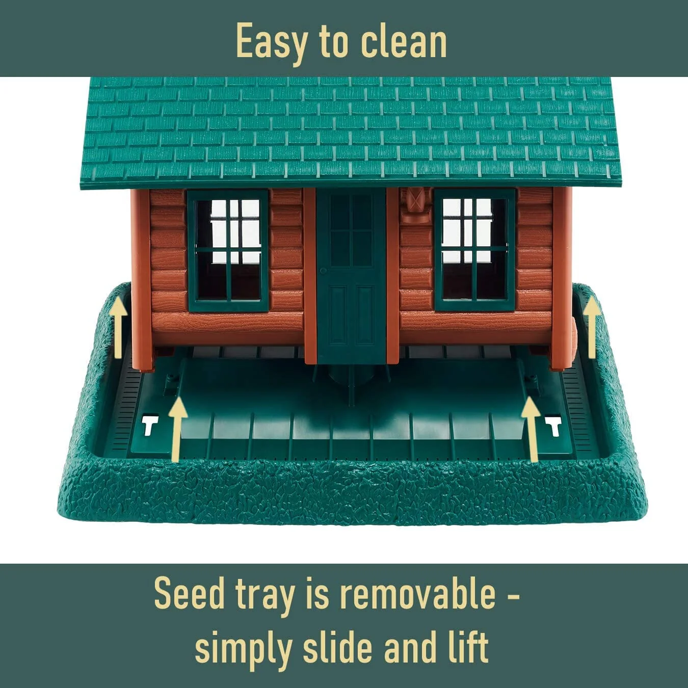 North States Village Collection Log Cabin Plastic Hopper Wild Bird Feeder - Green/Brown - 8 Lbs Cap - Image 5