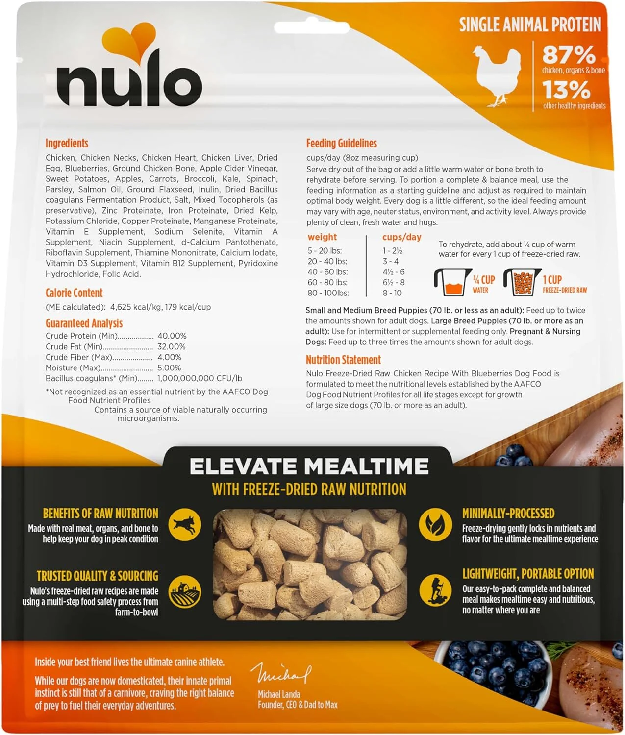 Nulo Grain-Free Freeze-Dried Raw Chicken with Blueberries Complete and Balanced Dry Dog Food - Image 6