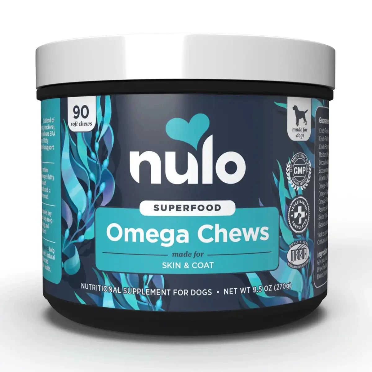 Nulo Superfood Omega Chews Skin and Coat Soft Chew Dog Supplements - 90 Count - 9.5 Oz