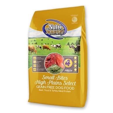 Nutrisource Grain-Free High Plains Select Small Bites Beef Trout and Turkey Dry Dog Food - 4 Lbs
