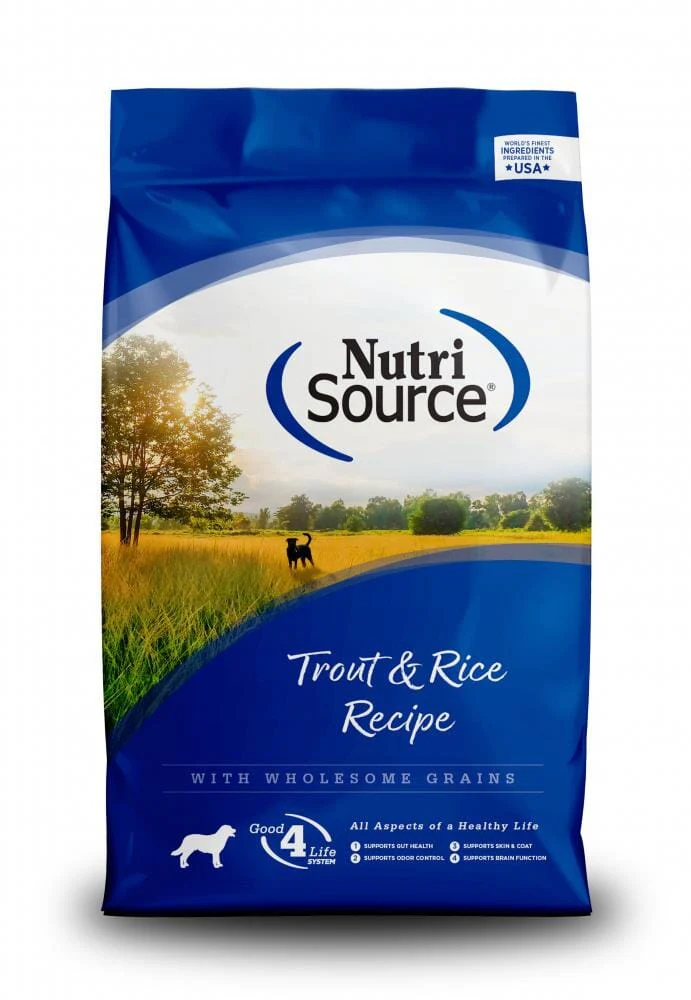 Nutrisource Trout and Brown Rice Formula Dry Dog Food - 26 Lbs